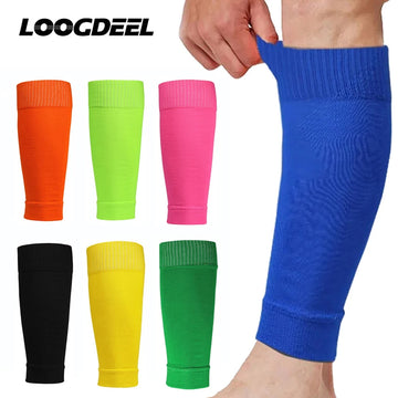 Loogdeel 1 Pair Football Socks Soccer Leg Brace Sleeves Breathable Sport Sock Adult Kids Shin Guards Calf Protection Leg Cover